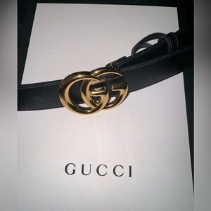 GG MARMONT LEATHER BELT WITH SHINY BUCKLE - AUTHENTIC!!!